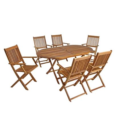 Gartenmöbel Sitzgruppe Gartentisch 6 Stühle mit Armlehnen Gartenset klappbar