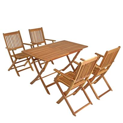 Gartenmöbel Set Sitzgruppe Gartentisch Eckig 4 Stühle mit Armlehne Sitzgarnitur