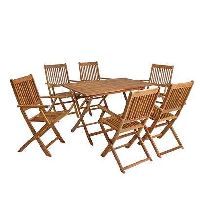 Gartenmöbel Set Sitzgruppe Gartentisch Eckig 6 Stühle mit Armlehne Sitzgarnitur
