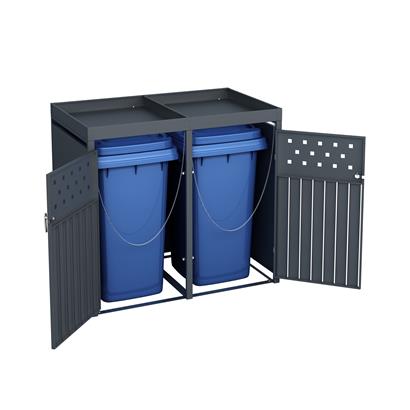 Mülltonnenbox Müllbox Mülltonnenverkleidung 2 Türen Box Pflanzdach Anthrazit