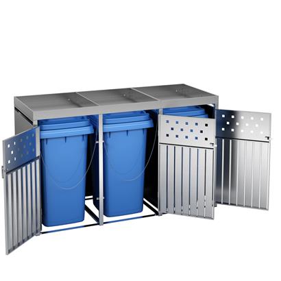Mülltonnenbox Müllbox Mülltonnenverkleidung 3 Türen Box Pflanzdach Edelstahl