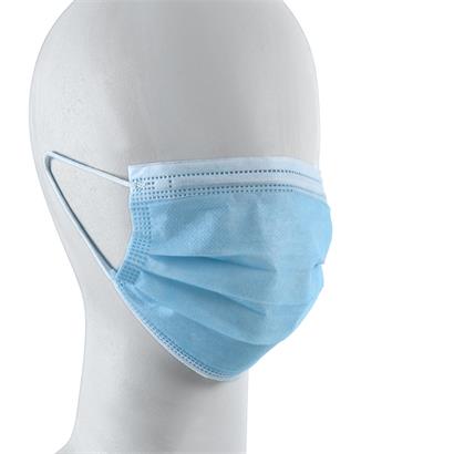Mundbedeckung Behelfsmaske 50er Spenderbox 3-lagig Set Mund- & Nasen-Maske blau
