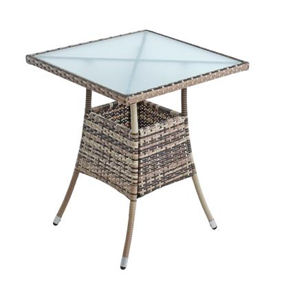Polyrattan Balkontisch Rattan Tisch Beistelltisch Gartentisch 60 cm Beige-Braun