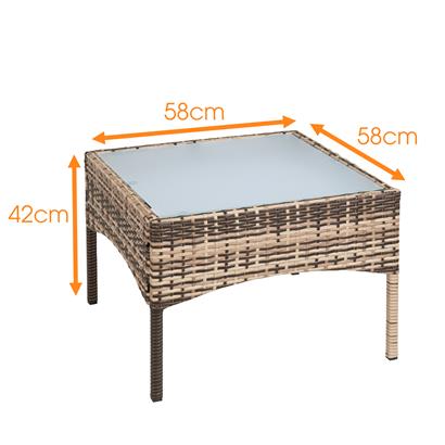Polyrattan Beistelltisch Rattan Tisch Gartentisch Balkontisch Loungetisch Möbel Beige Braun