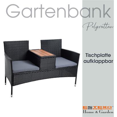 Polyrattan Gartenbank Rattan Bank Sitzbank 2-Sitzer Gartenmöbel Balkonmöbel Schwarz
