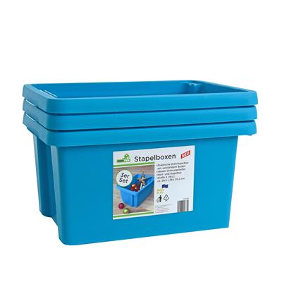 Aufbewahrungsbox Lagerbox Stapelbox 16 Liter 3er Set Lagerbox Regalbox stapelbar