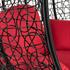 Polyrattan Haengesessel Schwarz mit Sitzkissen in der Farbe Rot, Häengekorb aus einen Teil gefertig, Witterungs- und UV-bestaendig