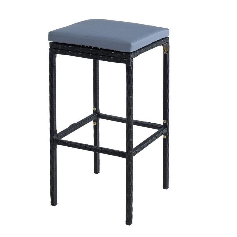 Garten bar 6 + 1 in schwarz polyrattan Tisch stühle set holz tisch